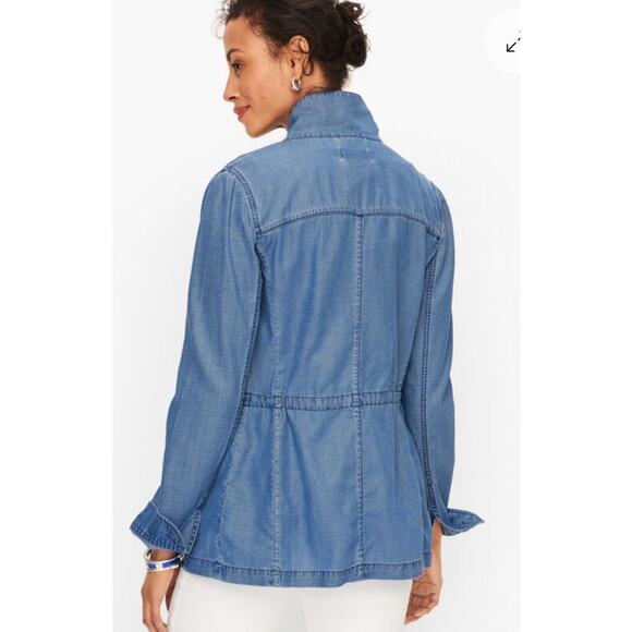 Talbots Blue Classic Field Jacket Collared Lightweight Button Up Jacket Size 1XP - Picture 2 of 12